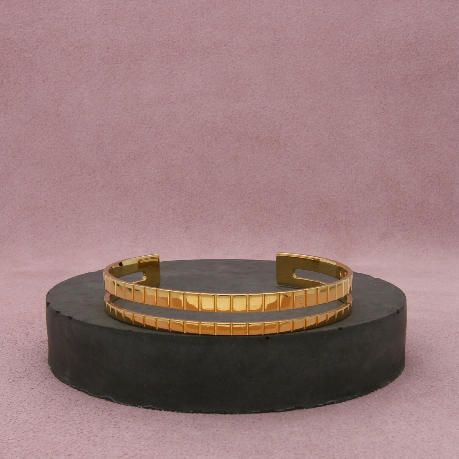 Ivi Los Angeles Sterling Silver 18k Gold Plate Slim Slot Cuff Bracelet Size 7in